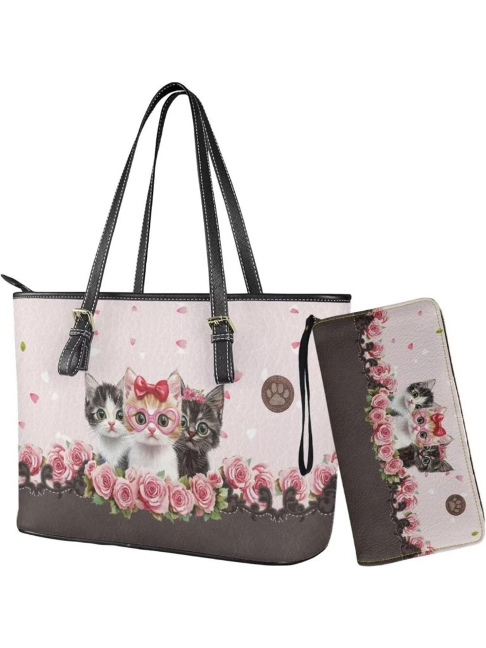 Stylish Women's Hobo Tote & Wallet Set - PU Leather Shoulder Handbag with